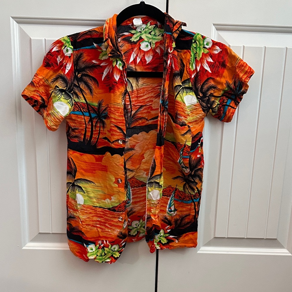 Kids Tropical Orange Hawaiian Shirt